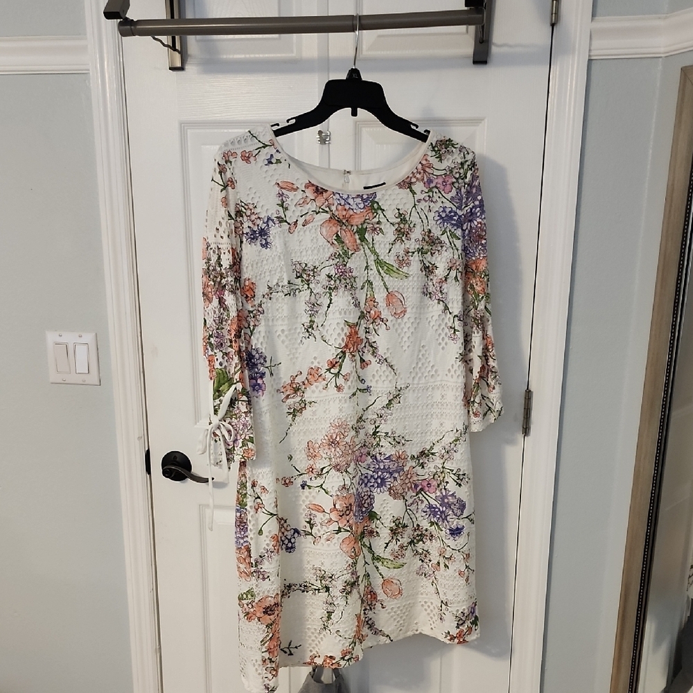 R&K Floral Print Dress with 3/4 Sleeves